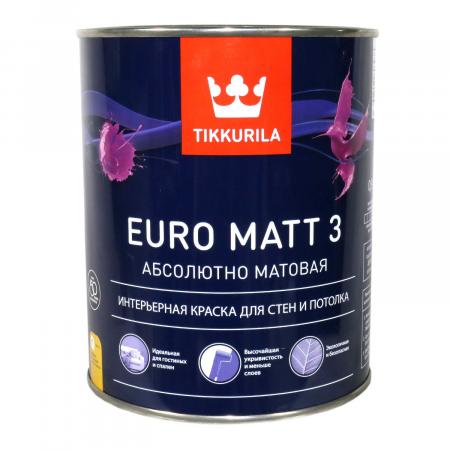 Краска TIKKURILA Euro 3 латексная, глубокоматовая база А 0,9л.