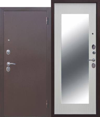Дверь металлическая Ferroni Царское зеркало 860 * 2050 Левая Муар МДФ Белый ясень