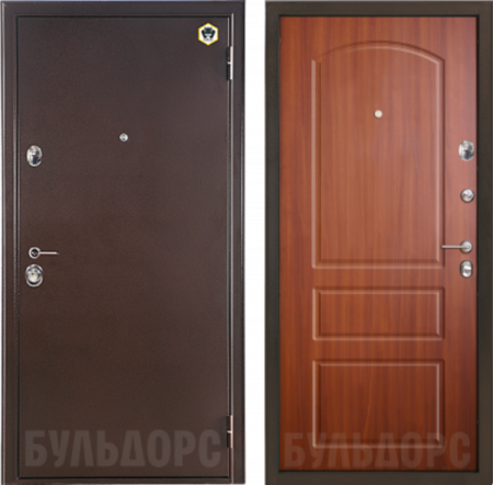 Дверь металлическая Бульдорс "24" 960 * 2050 Правая Медь МДФ Орех лесной Б-2
