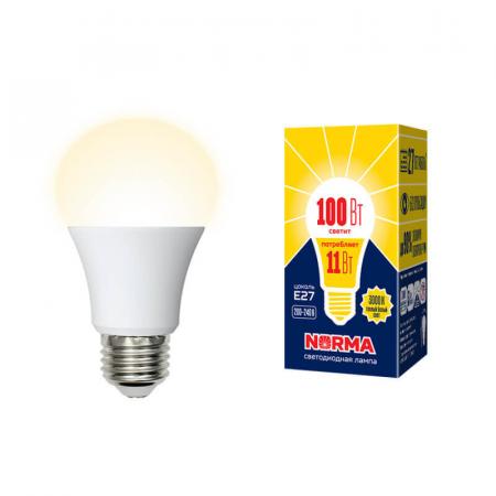 Лампа светодиодная LED-A60-11W/WW/E27/FR/NR Форма «А», матовая. Серия Теплый белый свет (3000К