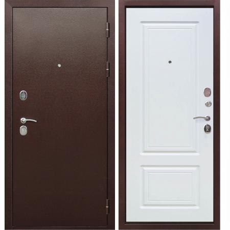 Дверь металлическая Ferroni ТОЛСТЯК 860 * 2050 Правая Медный антик МДФ Белый ясень